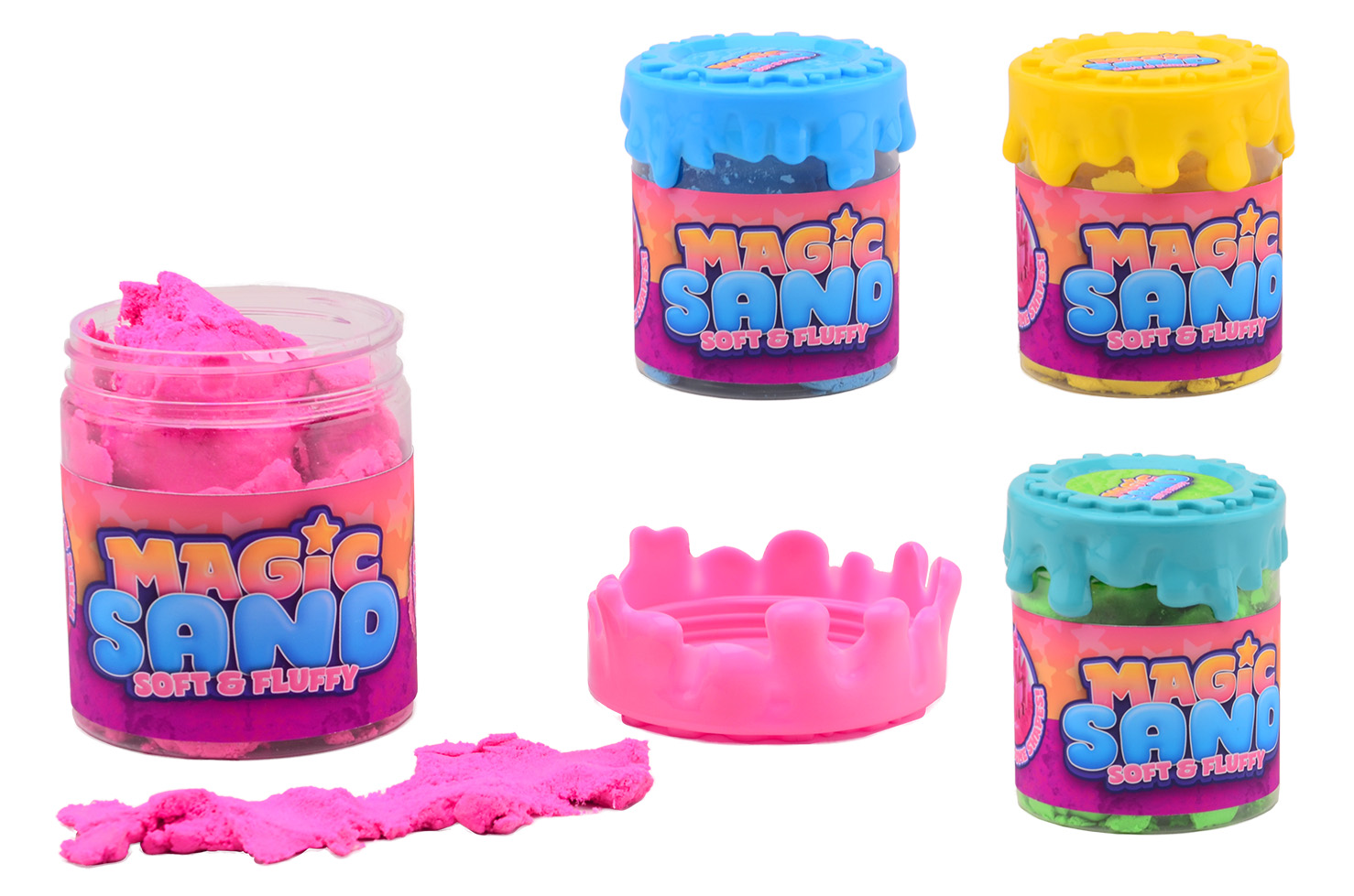 Fluffy zand 450 gram in container 4 assorti