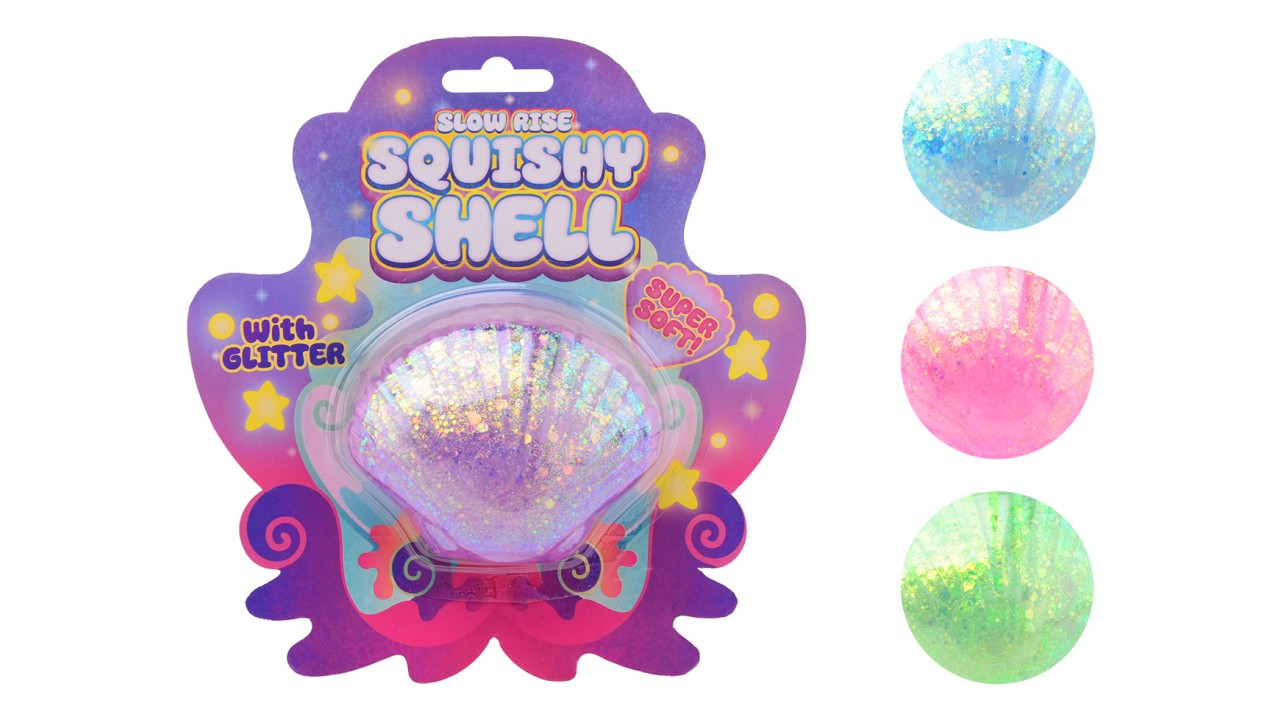 Slow rise glitter schelp op kaart 4 assortie