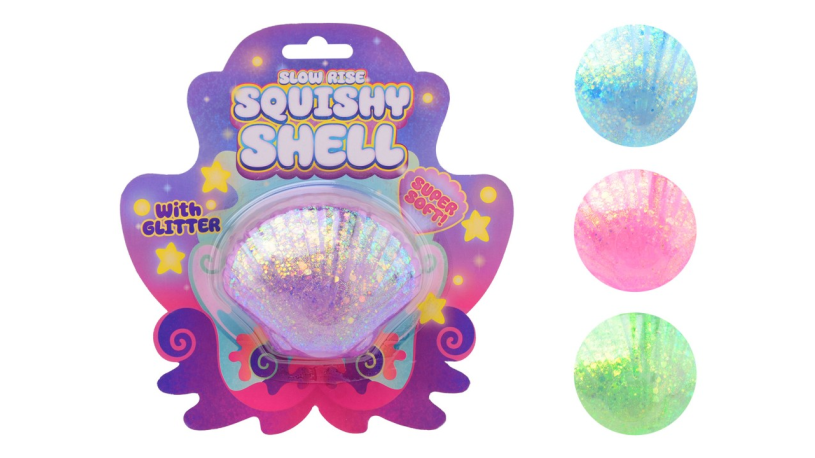 Slow rise glitter schelp op kaart 4 assortie