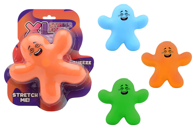 Squishy stres figuur XL op kaart 3 assorti