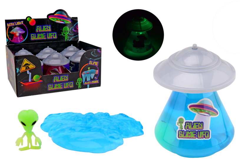 Ufo slijm met licht en glow in the dark alien 3 assorti
