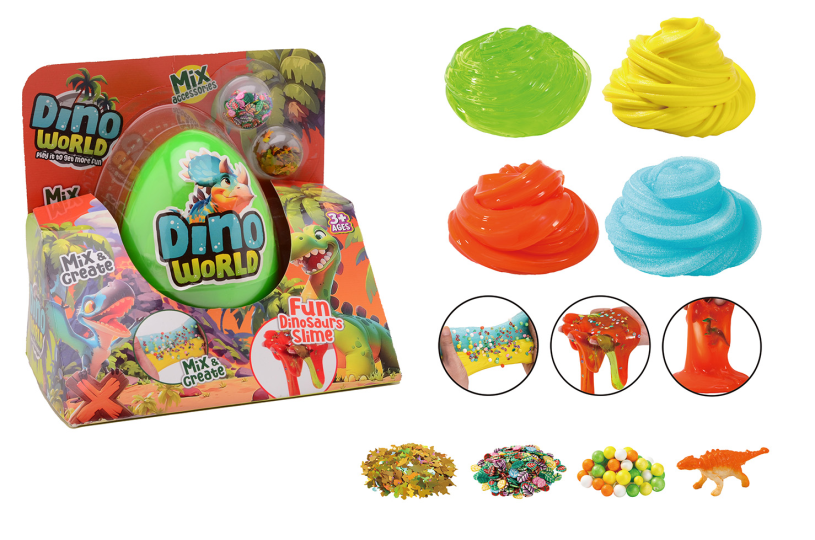 Dino World - Mega slijm ei met accessoires in doos