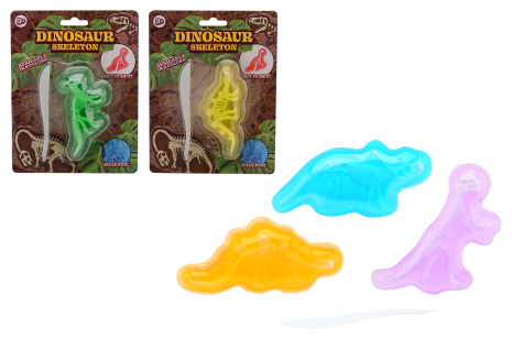 Cut out dino slijm skelet op kaart 6 assorti