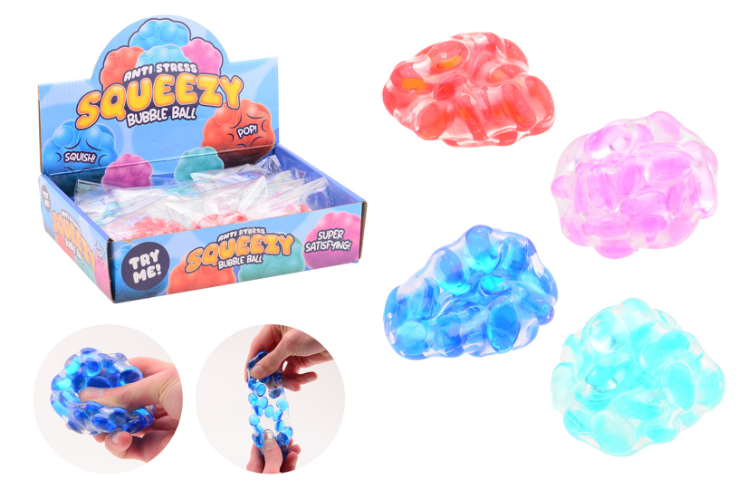 Squeezy bubble ball 4 assorti in display