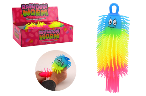 Rainbow fluffy worm 21cm assort in display