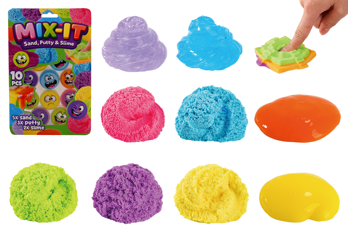Multi container pack - Zand, putty & slime 10 delig