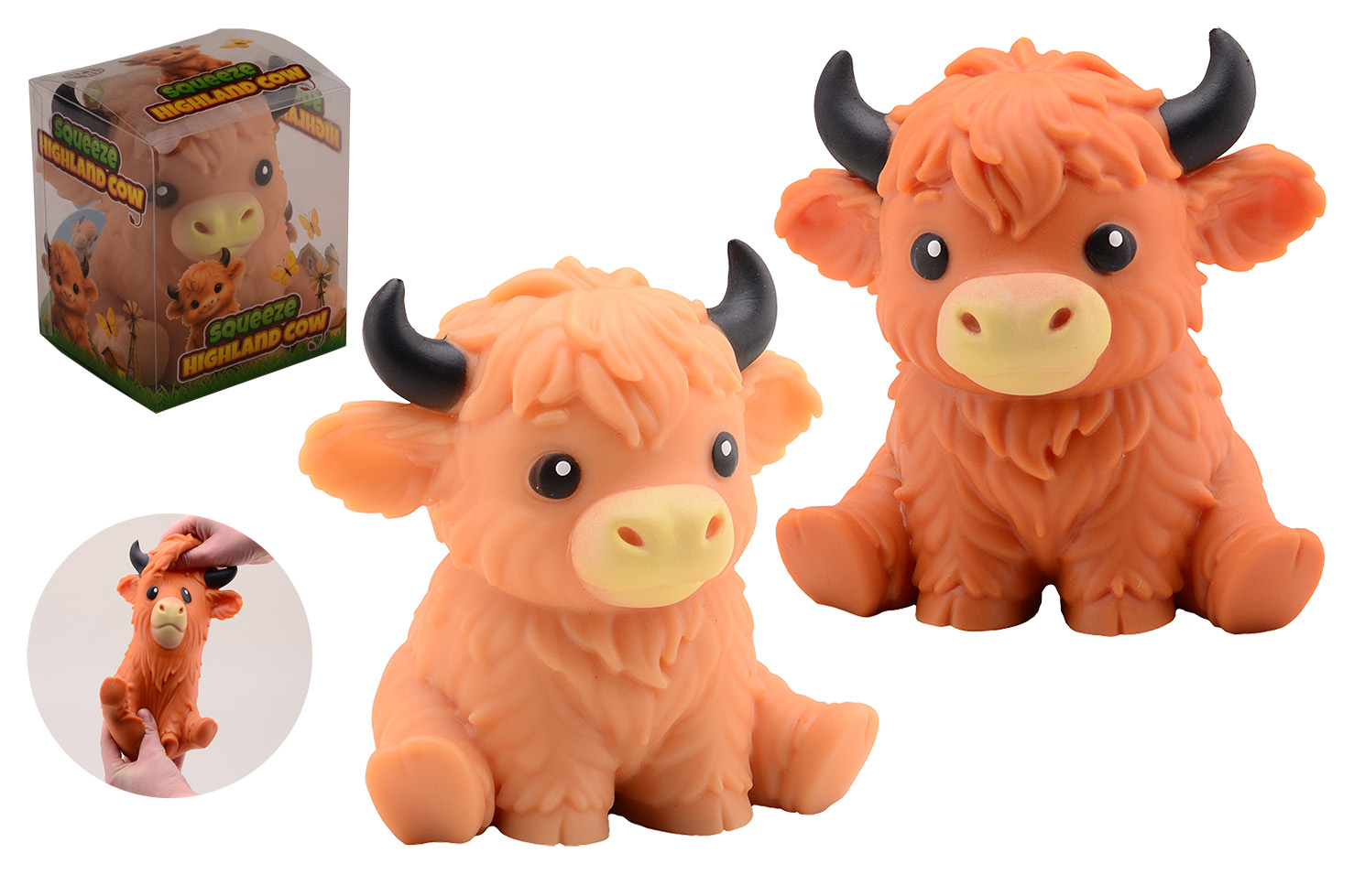 Squeeze anti-stres highland cow in PVC box