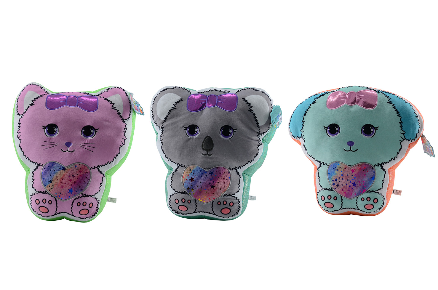 Plush & Play - XL Schattige dieren kussen 3 assorti