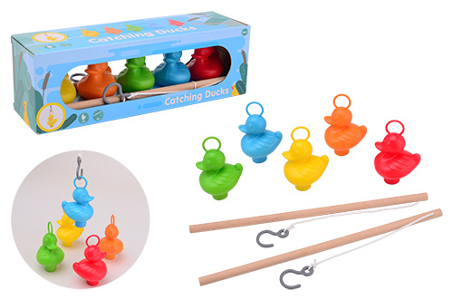 Eenden vis spel in doos 5 eenden en 2 hengels