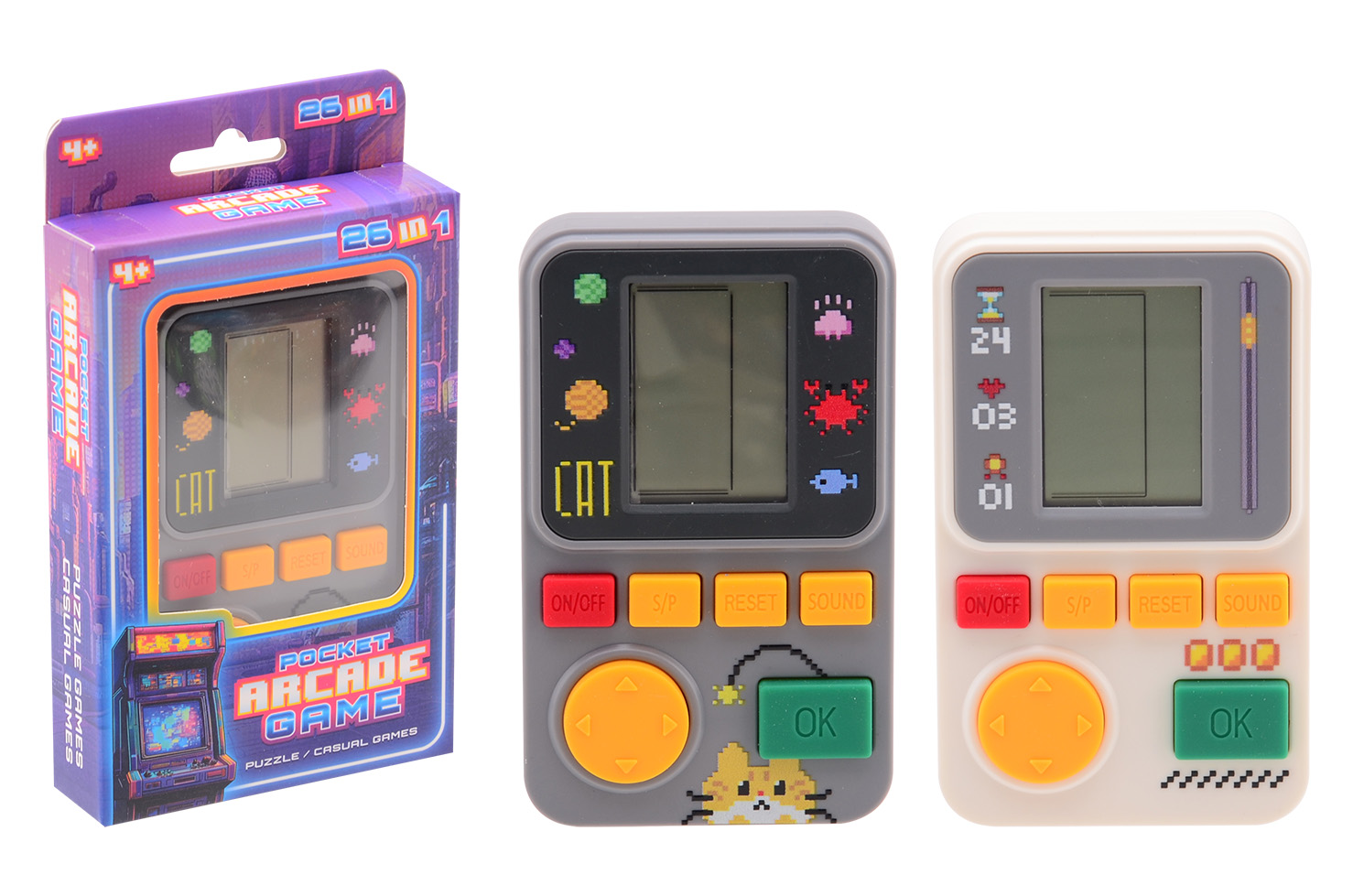 Retro brick game in doos, 2 assorti