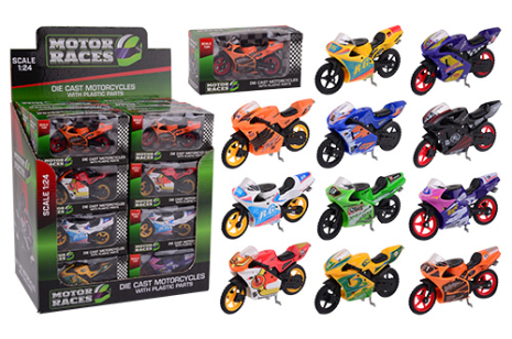 Super Bike motorset 1:24 in display 6 assorti