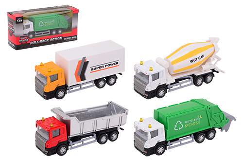 Super Cars 1:64 pull-back die-cast truck 4 assorti