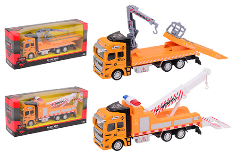 Super Cars 1:50 pull-back takelwagen 2 assorti