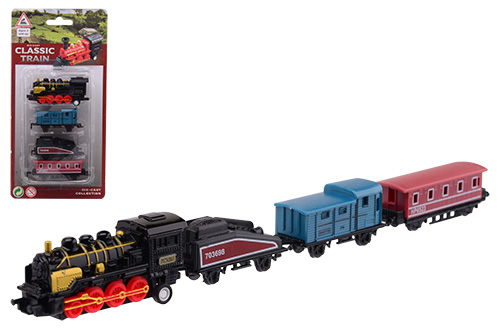 Locomotief speelset 4-delig op kaart die-cast 4 assorti