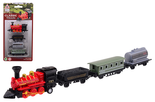 Locomotief speelset 4-delig op kaart die-cast 4 assorti
