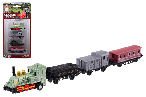 Locomotief speelset 4-delig op kaart die-cast 4 assorti