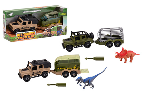 Dinosaurs Rescue Jungle terrein auto met dino in aanhanger