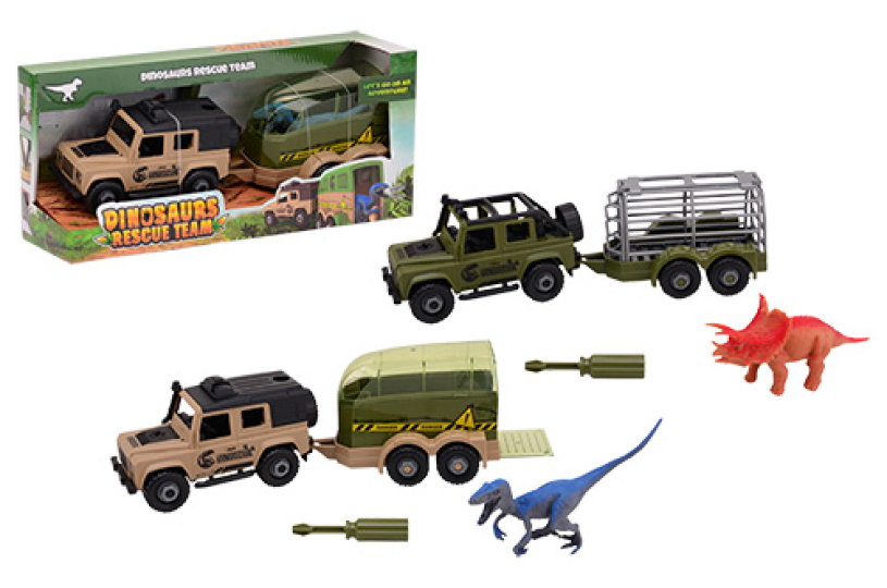 Dinosaurs Rescue Jungle terrein auto met dino in aanhanger