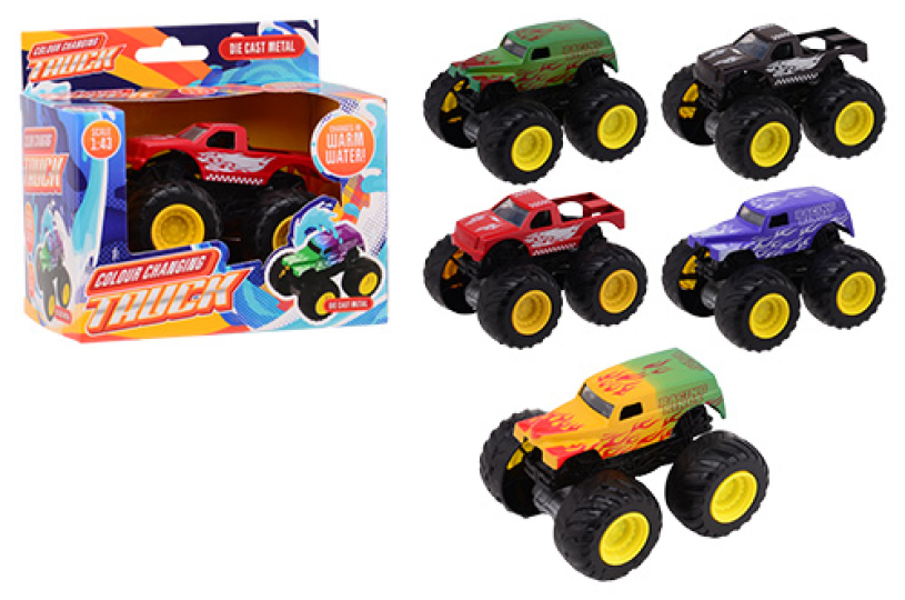 Kleur veranderende monster truck in doos - 4 assorti