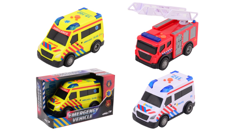 Hulpvoertuigen met licht en geluid 3 assorti