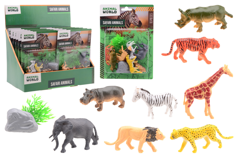 Animal World - Wilde dieren speelset 10-delig op kaart