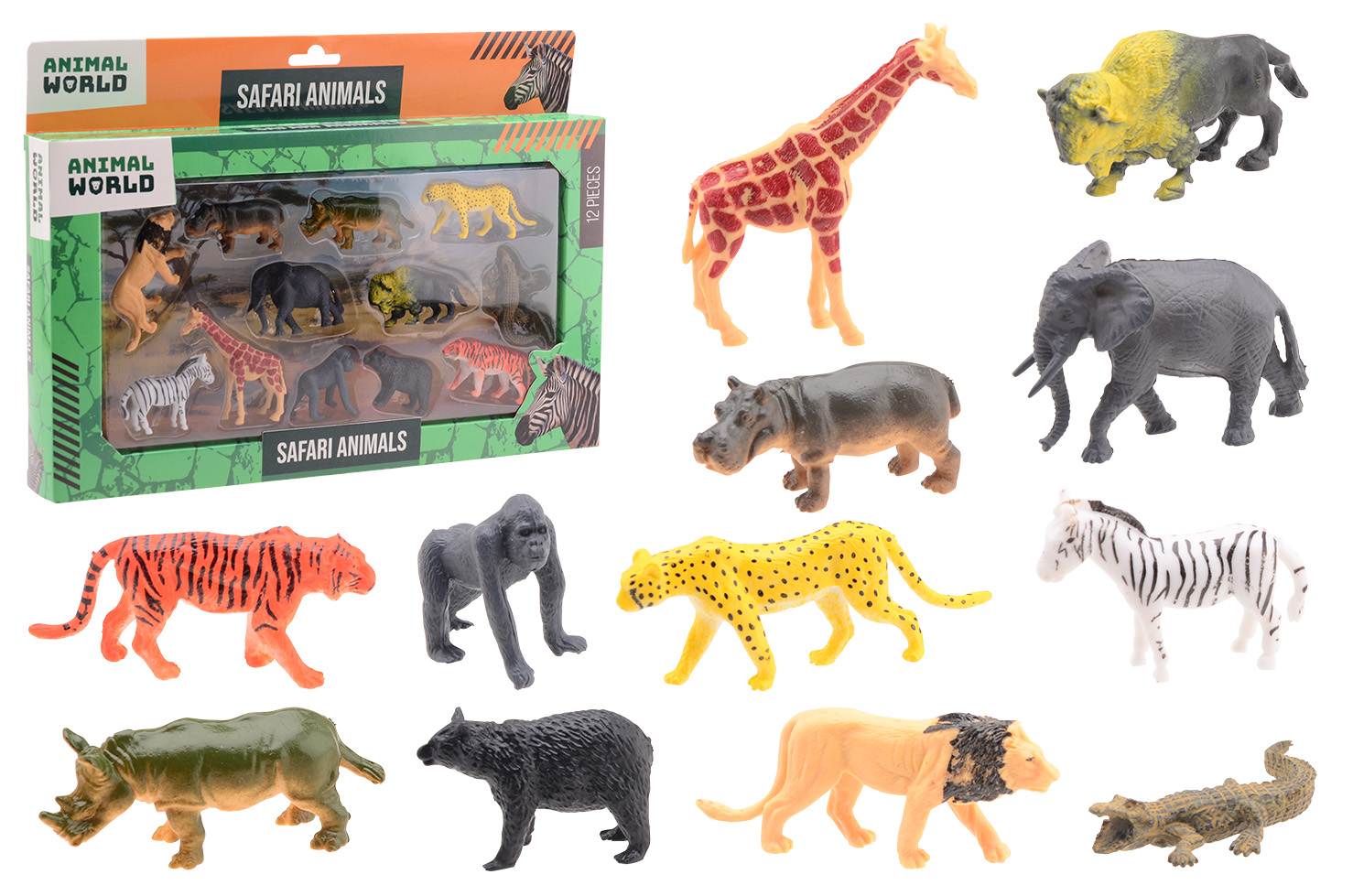 Animal World - Wilde dieren speelset 12-delig in doos