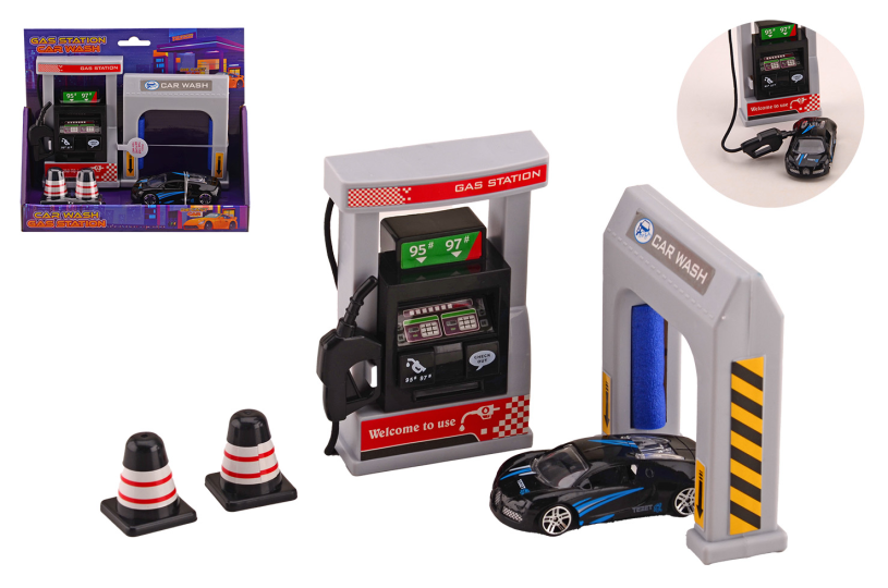 Auto speelset Tankstation met wasstraat en auto
