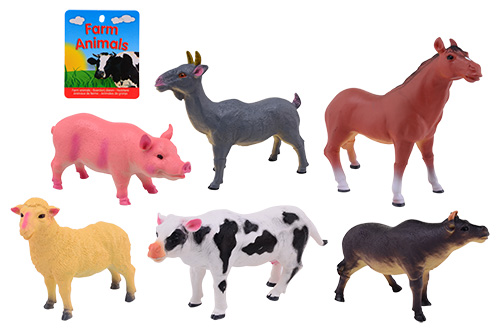 Animal World boerderij dieren soft 20-28 cm 6 assorti