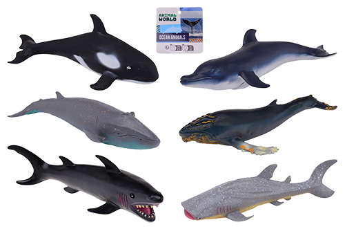 Animal World oceaan dieren soft 25 cm 6 assorti