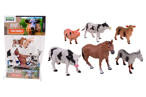 Animal World boerderijdieren 6 stuks in zak