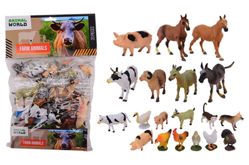 Animal World boerderijdieren 20 stuks in zak