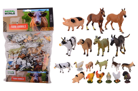 Animal World boerderijdieren 20 stuks in zak