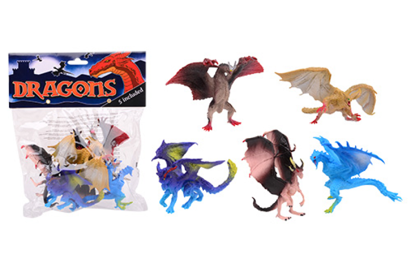 Animal World Draken 5 stuks in zak