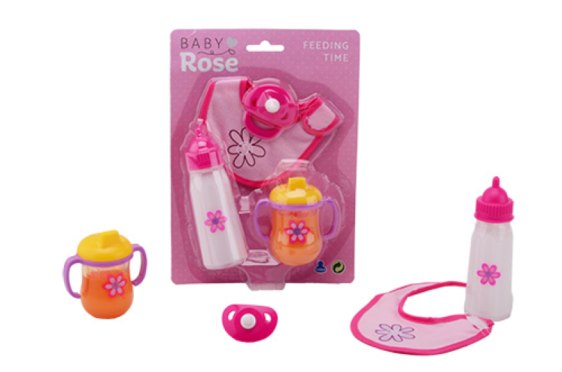 Baby Rose Etenstijd poppenspeelset, 4 delig