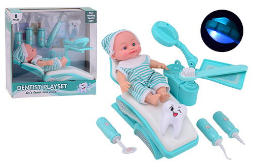 Tandarts speelset in doos met pop en stoel