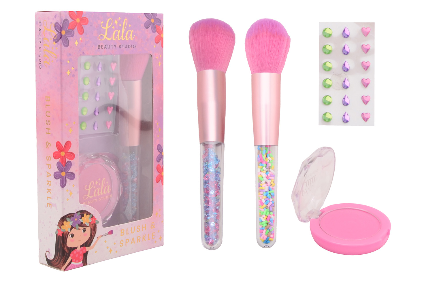 LaLa - Blush en brush set met stickers 2 assorti