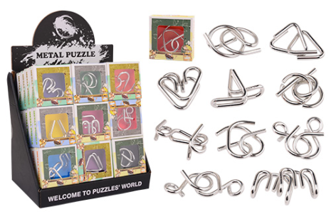 Hersenkraker metalen puzzel 9 assorti in display