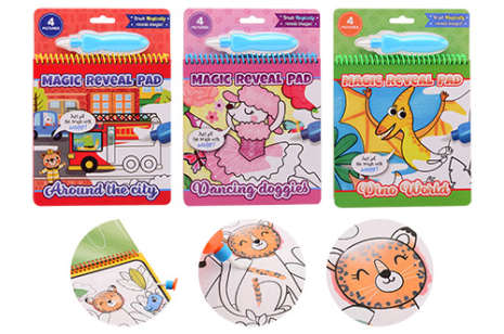 Magisch tekenblok met waterkwast 3 assorti