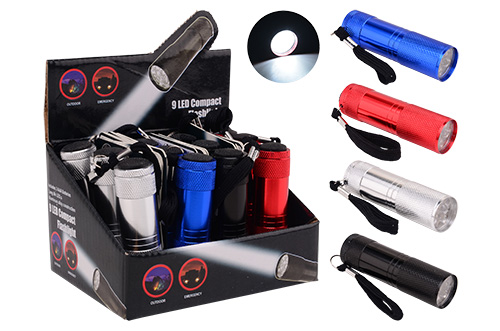 Zaklamp 9 LED inclusief batterijen