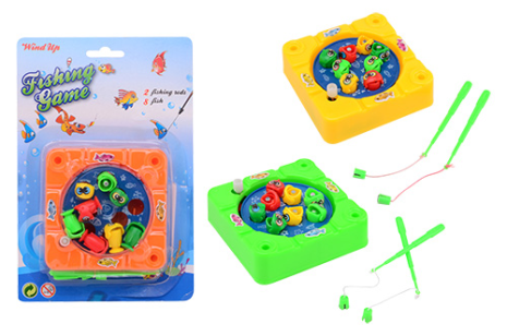 Opwindbaar magnetisch visspel op kaart 3 assorti