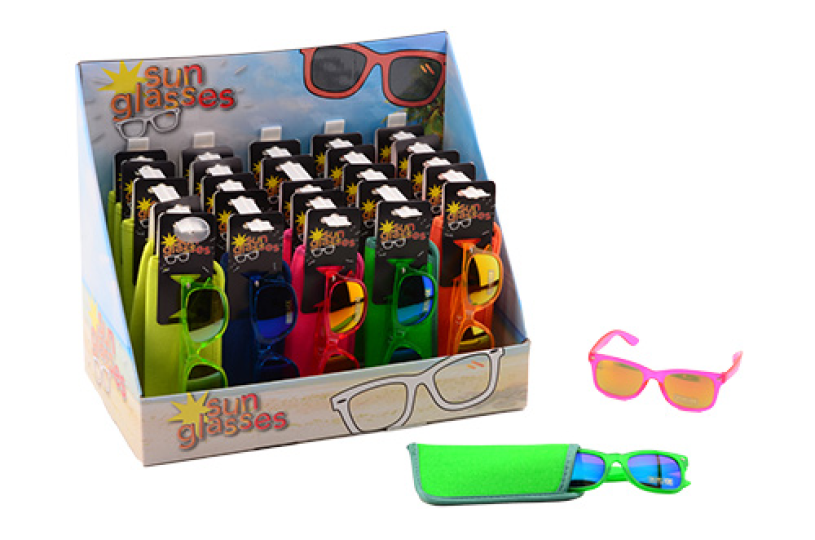 Zonnebrillen met bewaarhoes 5 assorti