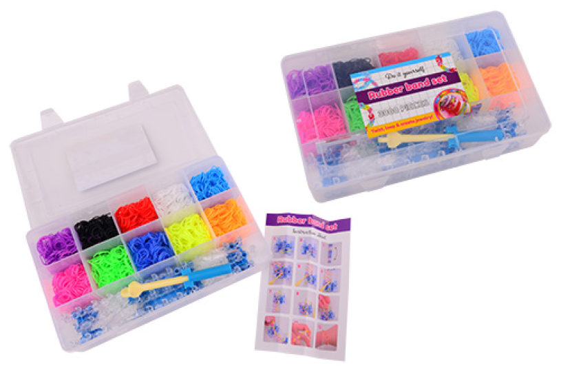 Loom Knoop je eigen armband doos 3.000 ringen, rek, en naald