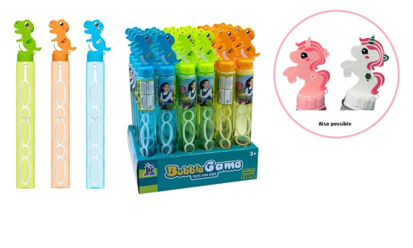 Bellenblaas 118 ml eenhoorn en dino in display