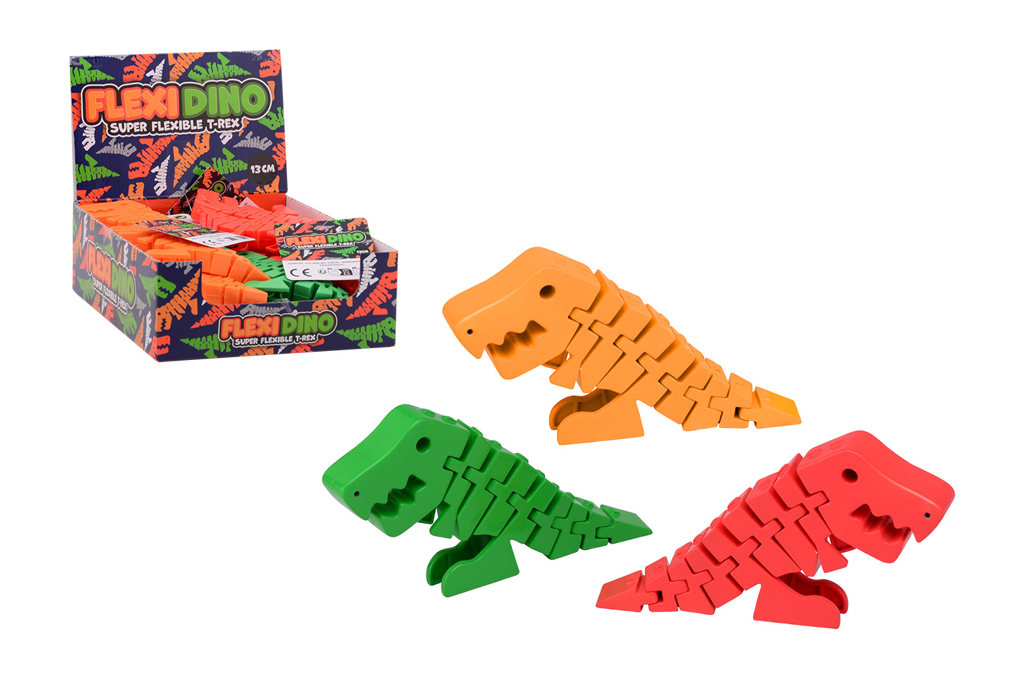 Flexy Dino T-rex 13cm assorti in display