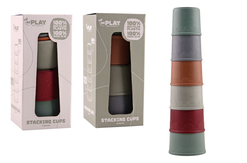 Happy World Stapelbeker 6 stuks 100% Recycled gemaakt in NL
