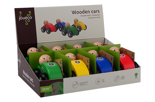 Joueco - Houten auto s 4 assorti in display
