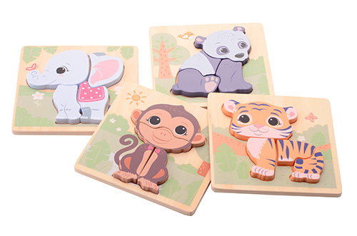 Jouéco - The Wildies Family puzzel 4 assorti