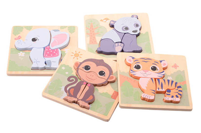 Jouéco - The Wildies Family puzzel 4 assorti