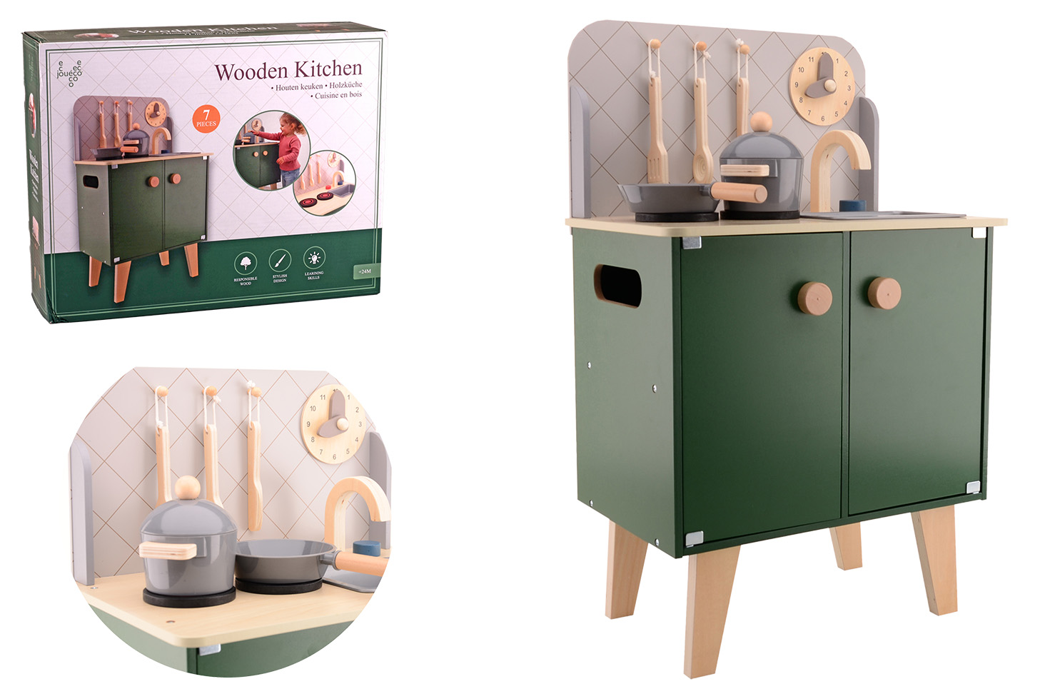 Joueco - Houten keuken met kunststof accessoires