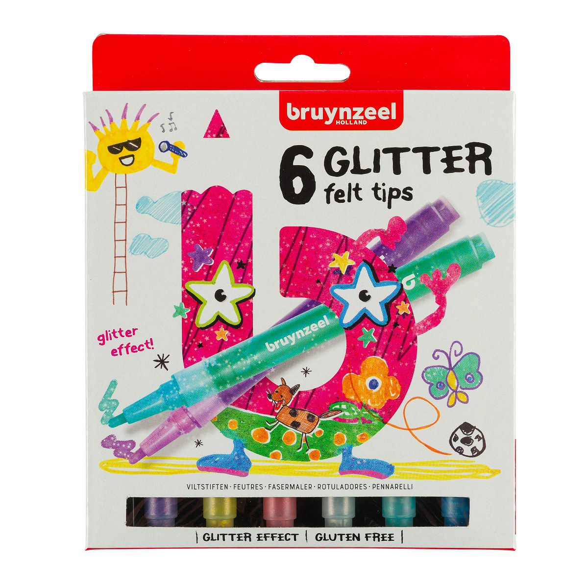 Bruynzeel glitter points set 6 viltstiften